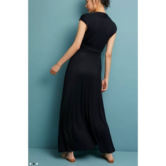 Anthropologie Maeve Bristol Maxi Dress Small Black Stretch Washable - Picture 3 of 11